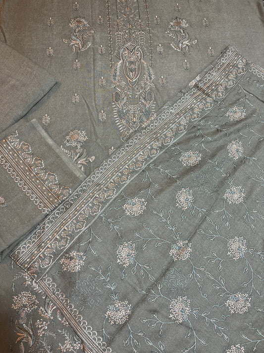 Emb wool shawl 3pc by khoobsurat