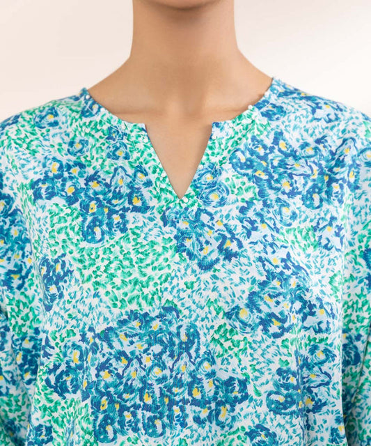 Sapphire printed linen shirt