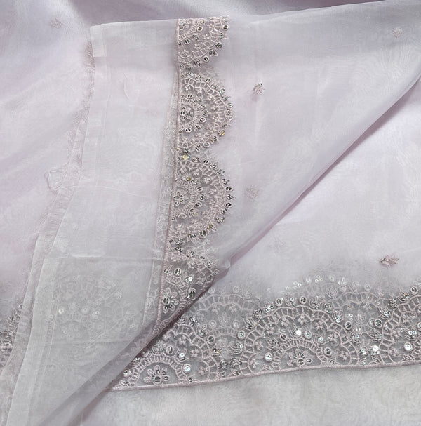 Cross stitch emb dupatta organza