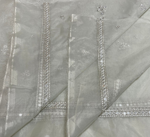 Cross stitch emb dupatta organza