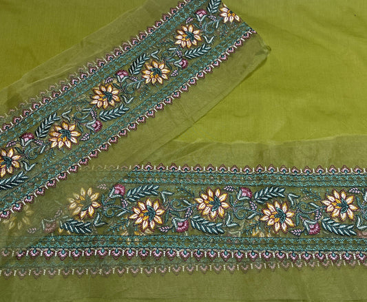 Cross stitch plain 3pc suit lawn patch 3meter with organza dupatta