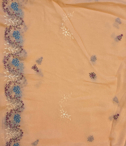 Cross stitch emb chiffon dupatta