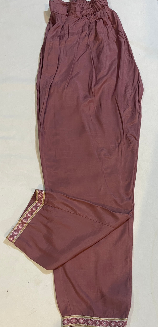 Ethnic emb silk trouser