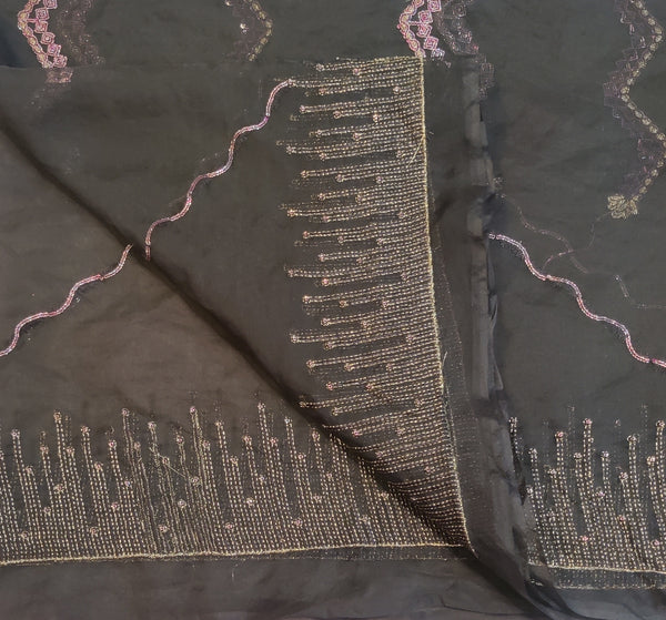 Qalamqar emb organza dupatta