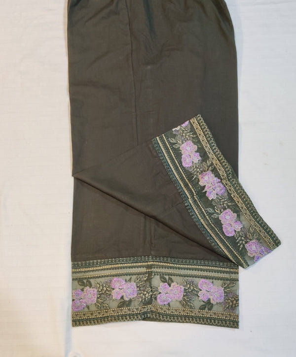 Ethnic emb trouser slub khadar