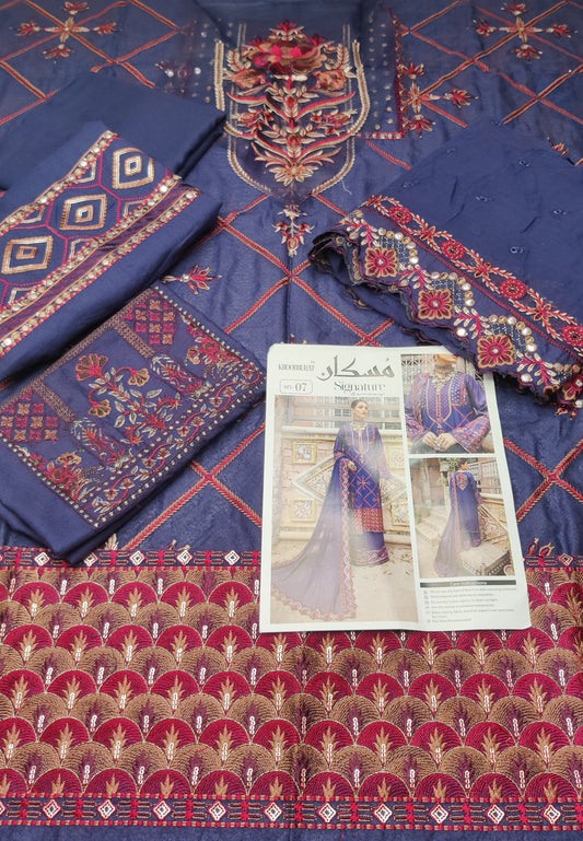 Khoobsurat emb 3pc suit Karandi and emb chiffon dupatta 14-3