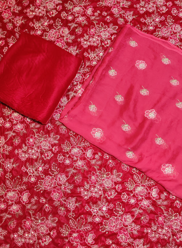 Micro velvet fancy 3pc with chiffon dupatta