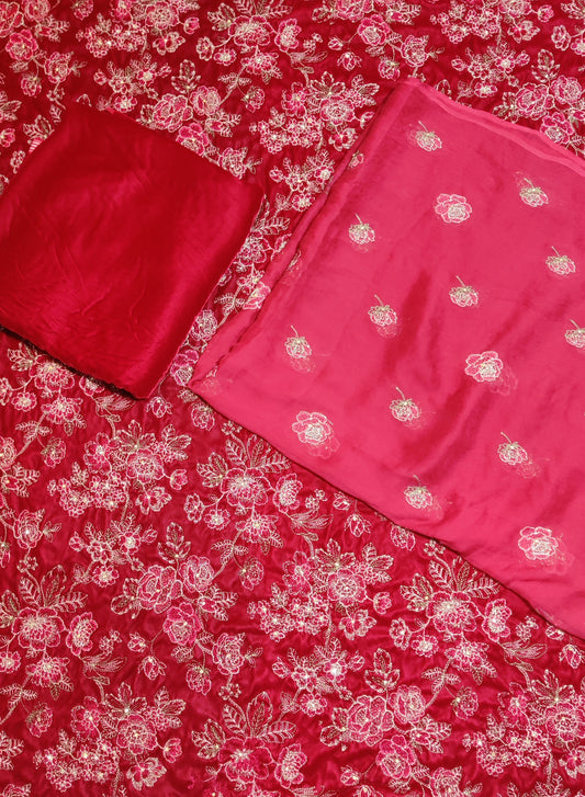 Micro velvet fancy 3pc with chiffon dupatta