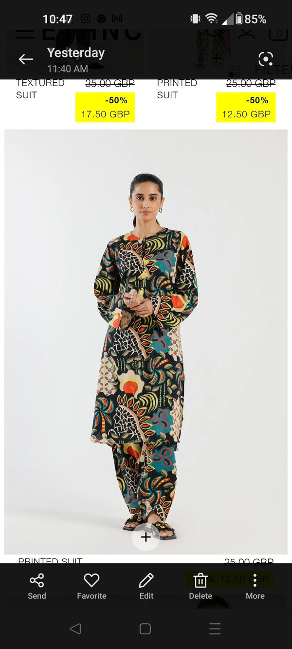 Ethnic allover printed 2pc suite silk