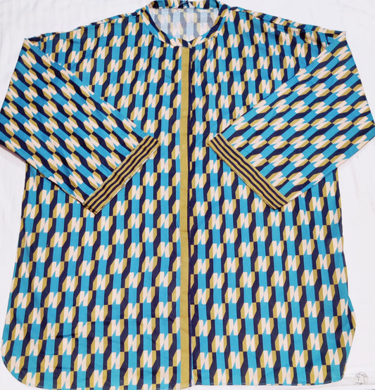 Sapphire printed linen shirt