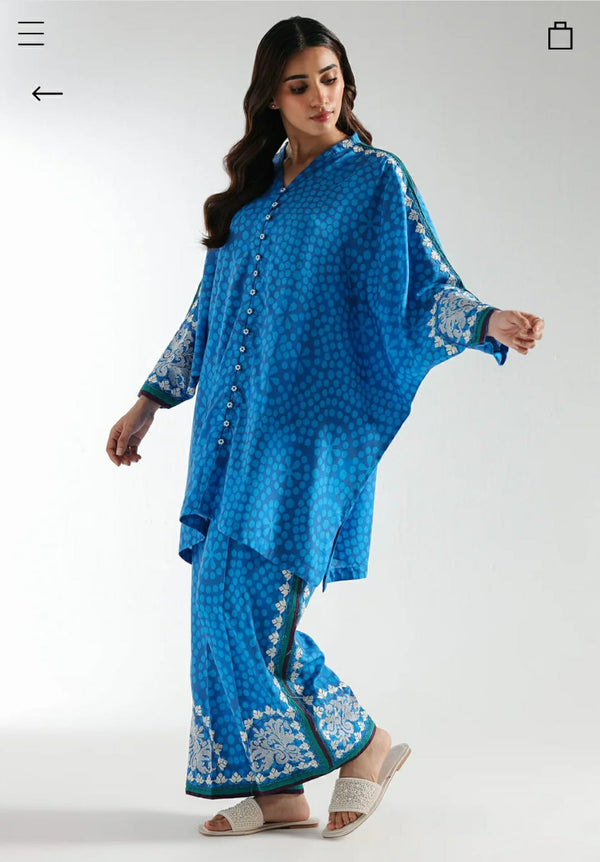 Ethnic allover 2pc suite slub cotton